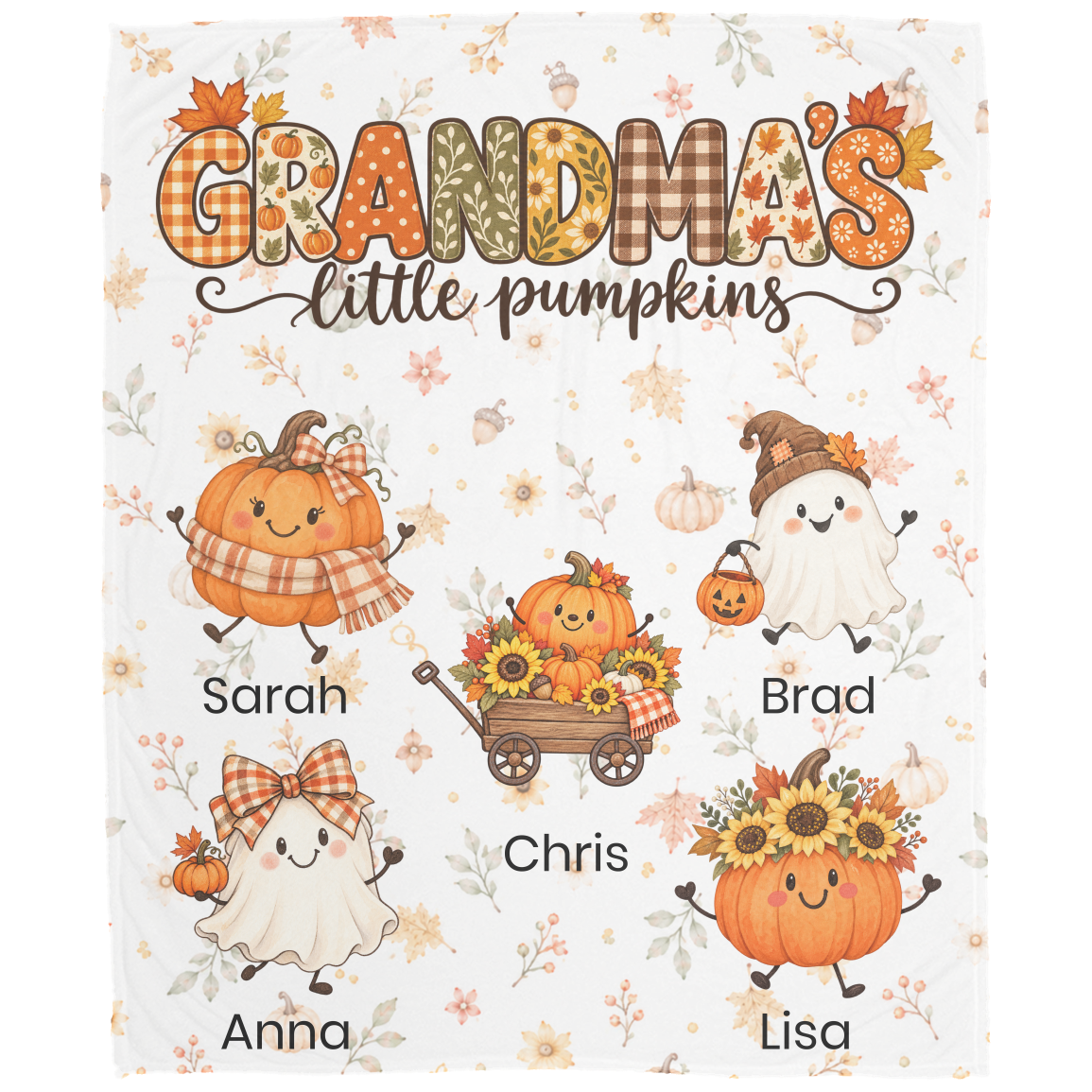 Grandma's Little Pumpkins personalized blanket