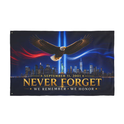 9/11 Memorial Flag 3x5 Ft — Never Forget, We Remember We Honor Tribute | Double-Sided Grommet Pole Flag