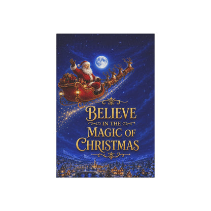 Christmas Flag — Believe in the Magic of Christmas, Santa Sleigh & Village Scene | Garden & House Sizes