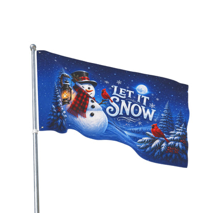 Christmas Flag 3x5 Ft — Let It Snow, Snowman & Cardinal Winter Scene | Double-Sided Grommet Pole Flag