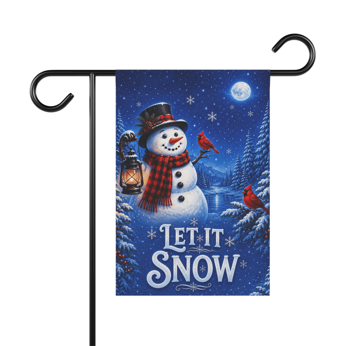 Christmas Flag — Let It Snow, Snowman & Cardinal Winter Scene | Garden & House Sizes