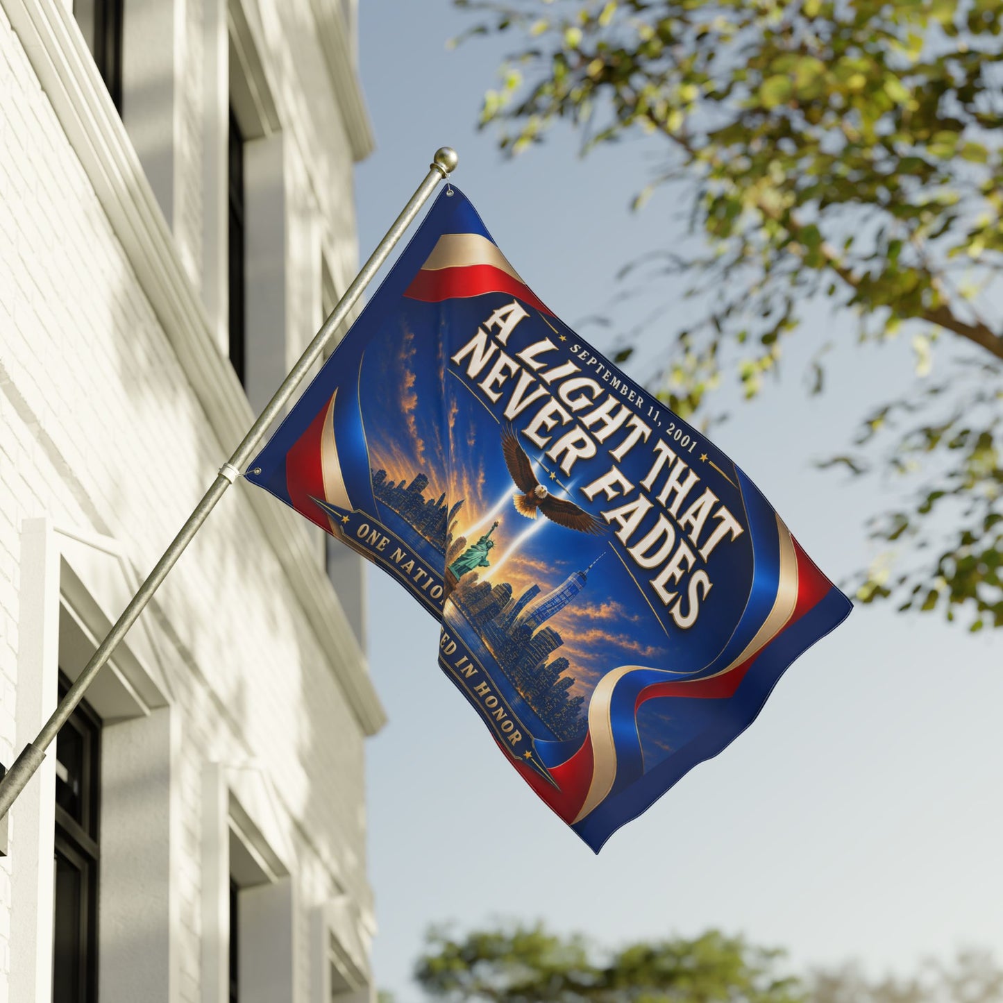 9/11 Memorial Pole Flag — A Light That Never Fades, Patriotic Remembrance Tribute, Double-Sided 36″ × 60″