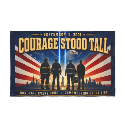 9/11 Memorial Pole Flag — Courage Stood Tall, First Responder Tribute, Double-Sided 36″ × 60″