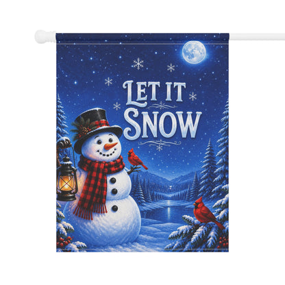 Christmas Flag — Let It Snow, Snowman & Cardinal Winter Scene | Garden & House Sizes