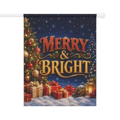 Christmas Flag — Merry & Bright, Christmas Tree & Gifts Winter Decor | Garden & House Sizes