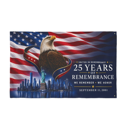 9/11 Memorial Pole Flag — 25 Years of Remembrance, 25th Anniversary 2001–2026, Double-Sided 36″ × 60″ Patriot Day Tribute