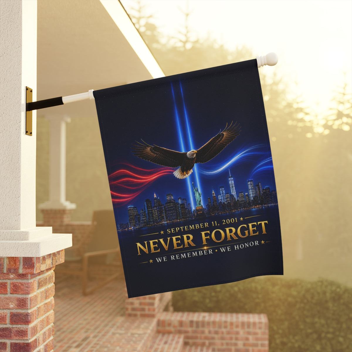 9/11 Memorial Flag — Never Forget, We Remember We Honor Patriot Day Tribute | Garden & House Sizes