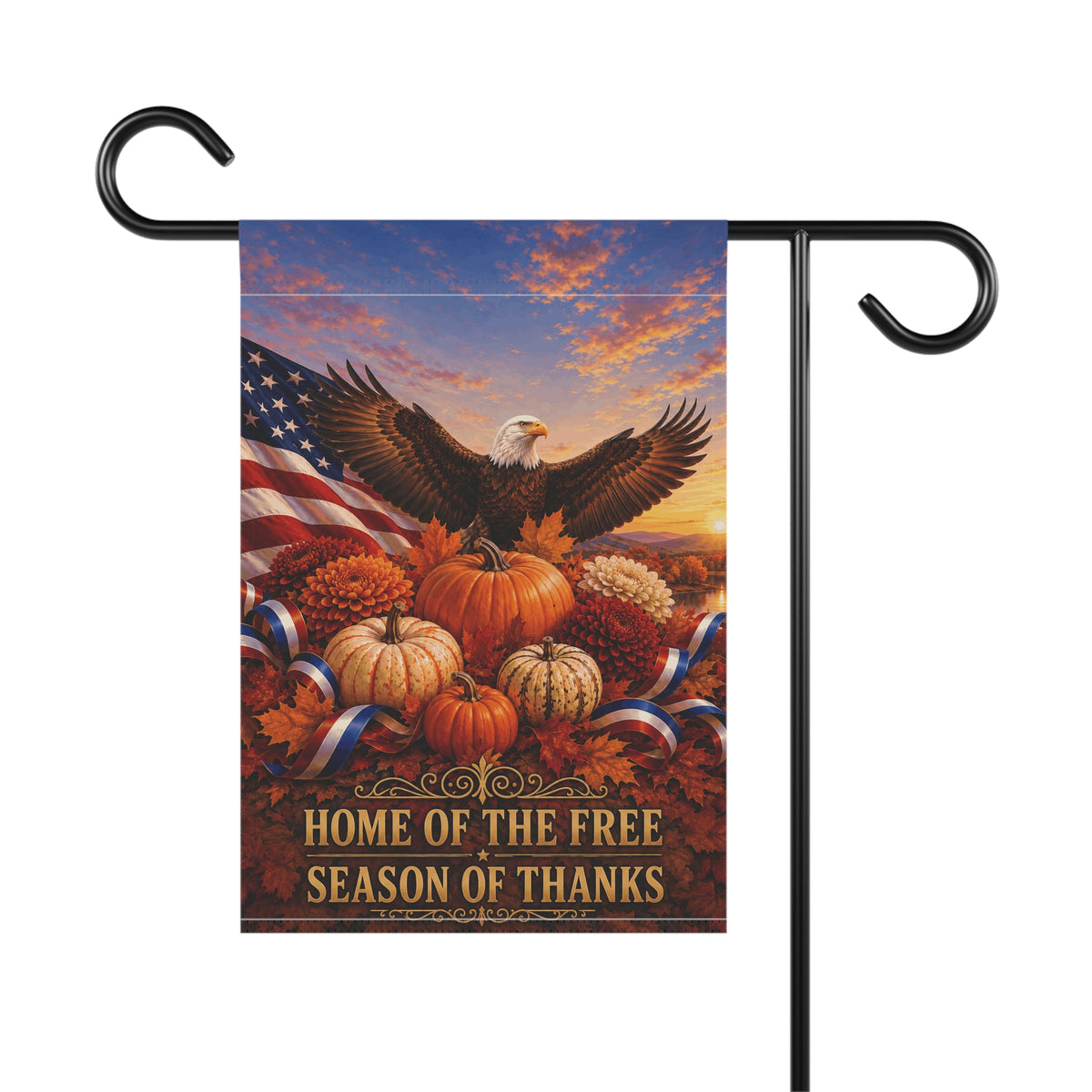 Thanksgiving Flag — Home of the Free Season of Thanks, Patriotic Eagle & Harvest Decor | Garden & House Sizes
