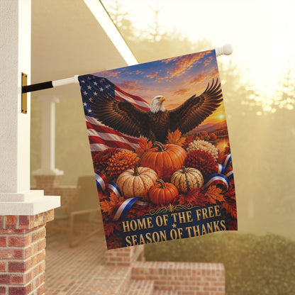 Thanksgiving Flag — Home of the Free Season of Thanks, Patriotic Eagle & Harvest Decor | Garden & House Sizes