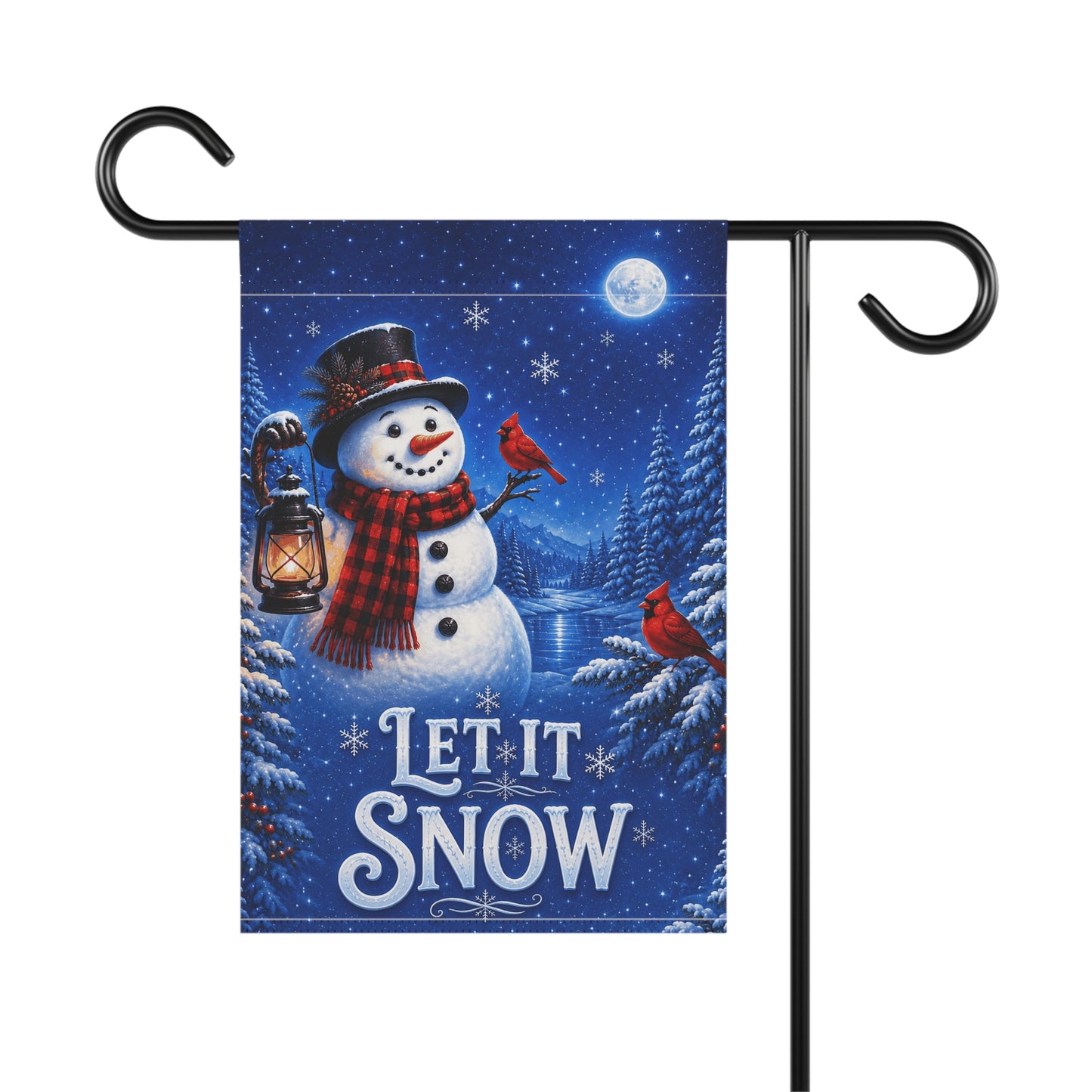 Christmas Flag — Let It Snow, Snowman & Cardinal Winter Scene | Garden & House Sizes