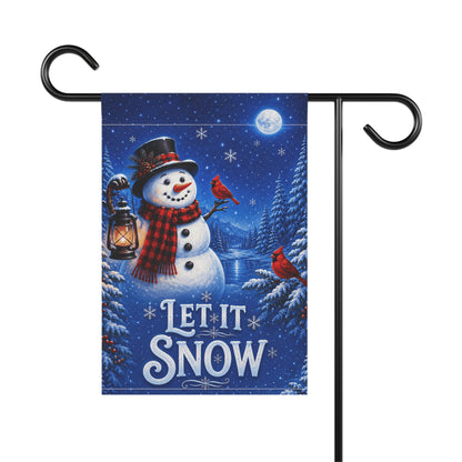 Christmas Flag — Let It Snow, Snowman & Cardinal Winter Scene | Garden & House Sizes