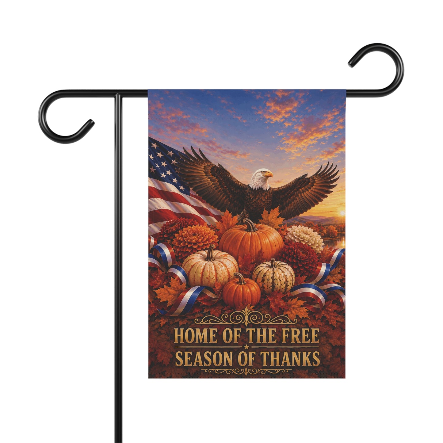Thanksgiving Flag — Home of the Free Season of Thanks, Patriotic Eagle & Harvest Decor | Garden & House Sizes