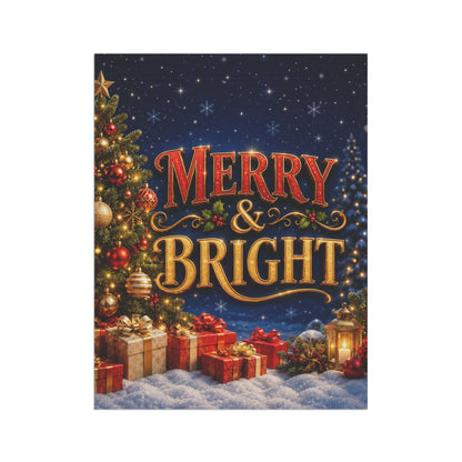 Christmas Flag — Merry & Bright, Christmas Tree & Gifts Winter Decor | Garden & House Sizes