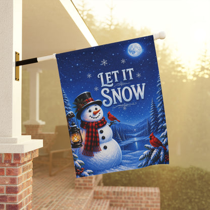 Christmas Flag — Let It Snow, Snowman & Cardinal Winter Scene | Garden & House Sizes