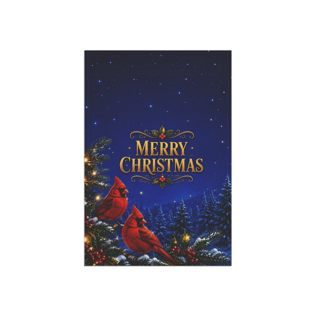 Christmas Flag — Merry Christmas Cardinals, Winter Pine & Holly Decor | Garden & House Sizes