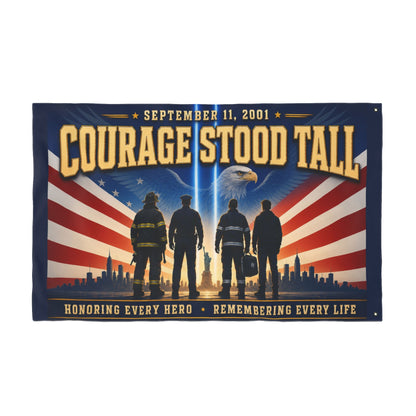 9/11 Memorial Pole Flag — Courage Stood Tall, First Responder Tribute, Double-Sided 36″ × 60″