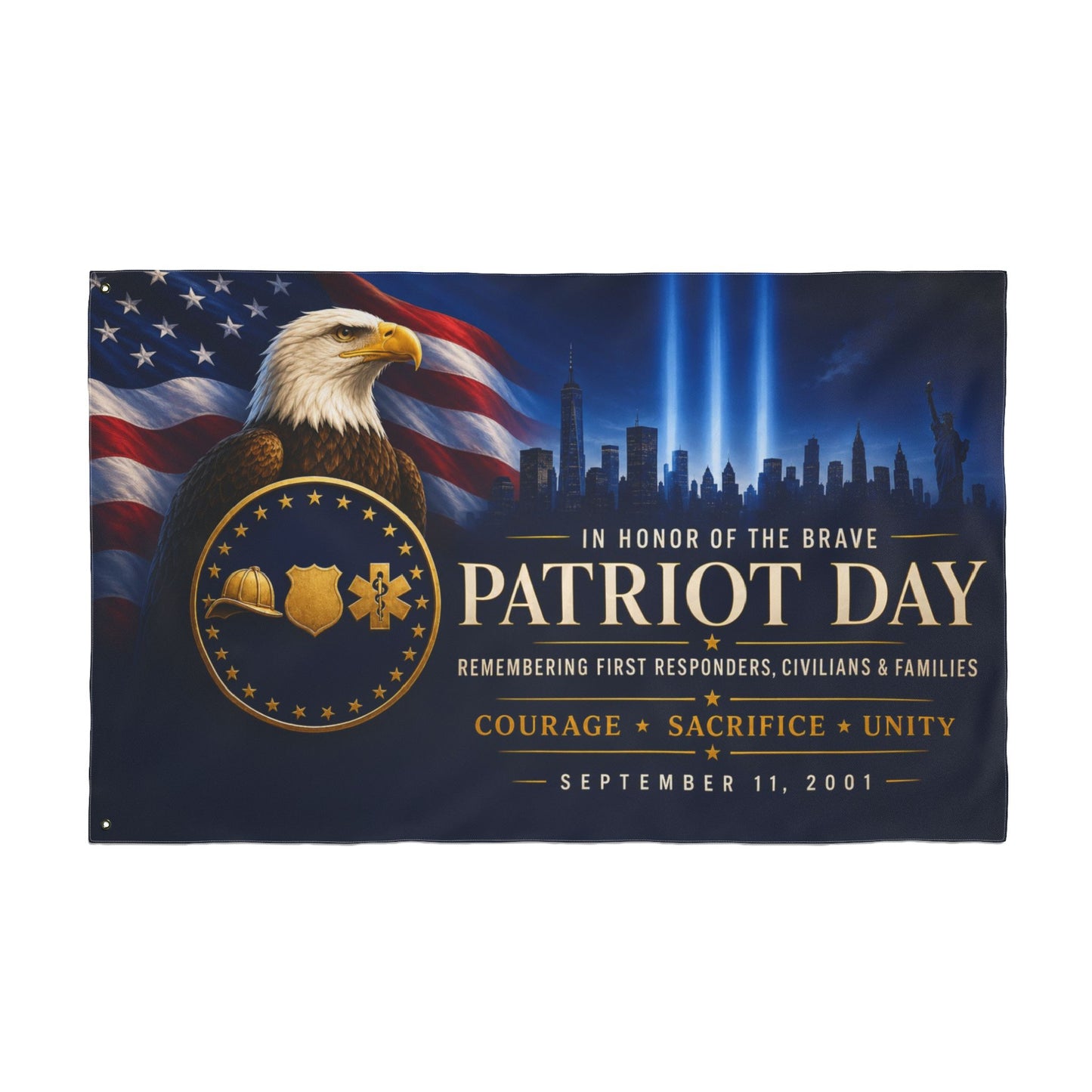 9/11 Memorial Pole Flag — In Honor of the Brave, First Responder Tribute, Double-Sided 36″ × 60″