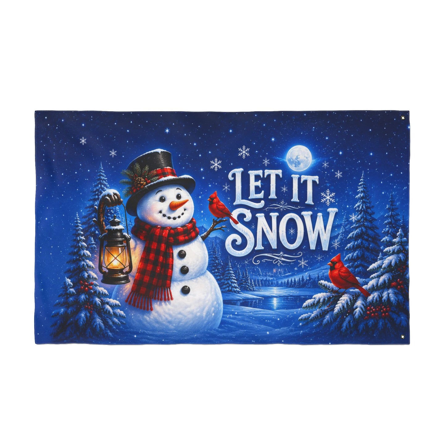 Christmas Flag 3x5 Ft — Let It Snow, Snowman & Cardinal Winter Scene | Double-Sided Grommet Pole Flag