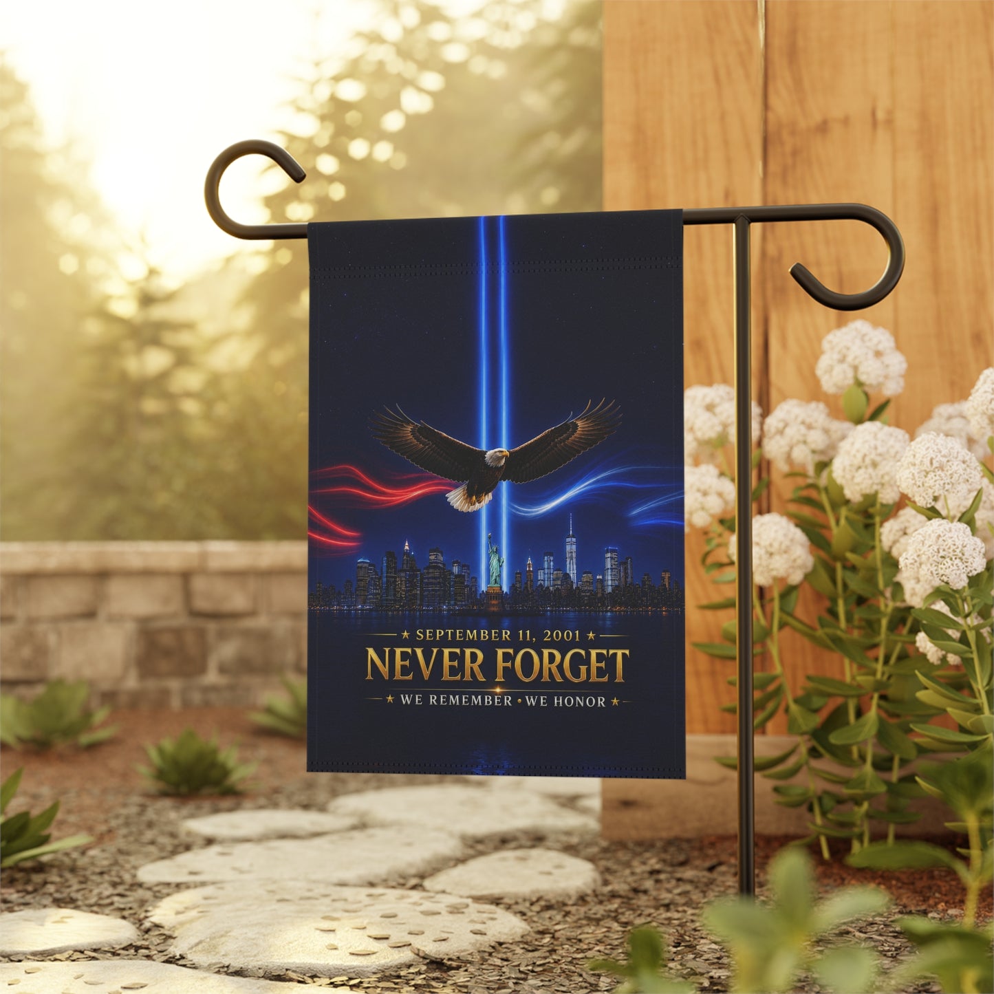 9/11 Memorial Flag — Never Forget, We Remember We Honor Patriot Day Tribute | Garden & House Sizes