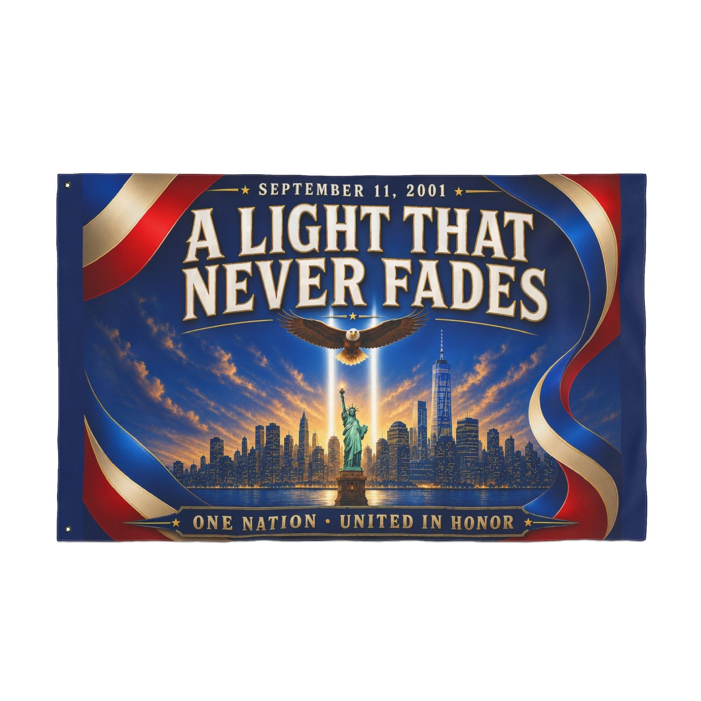 9/11 Memorial Pole Flag — A Light That Never Fades, Patriotic Remembrance Tribute, Double-Sided 36″ × 60″