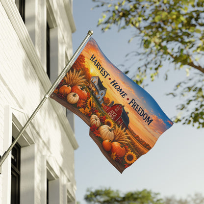 Fall Flag 3x5 Ft — Harvest Home Freedom, Patriotic Farmhouse Barn & Pumpkin Decor | Double-Sided Grommet Pole Flag