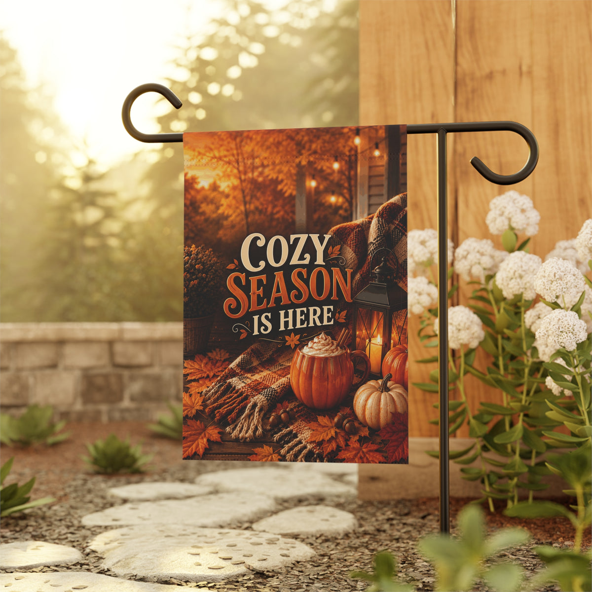 Fall Flag — Cozy Season Is Here, Autumn Porch Pumpkin & Lantern Decor | Garden & House Sizes