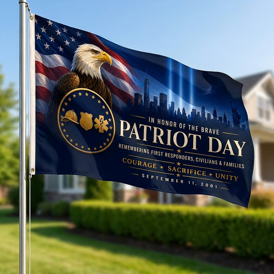 9/11 Memorial Flag 3x5 Ft — In Honor of the Brave, First Responder Tribute | Double-Sided Grommet Pole Flag