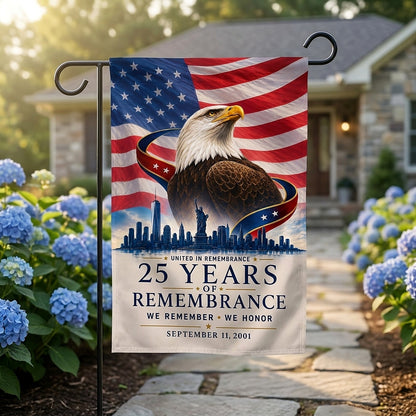 25 Years of Remembrance Flag — Patriot Day American Eagle Garden & House Banner, Double-Sided, Made in USA