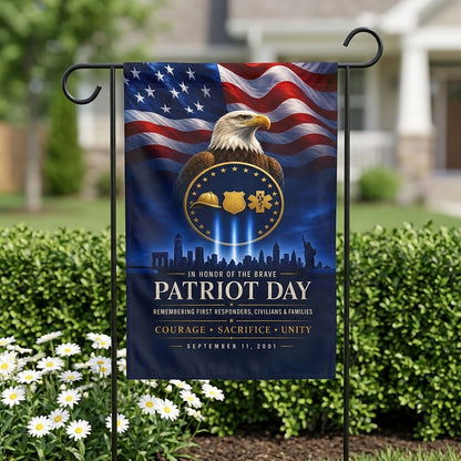Patriot Day Flag — In Honor of the Brave, First Responder Tribute Garden & House Banner, Double-Sided, Made in USA