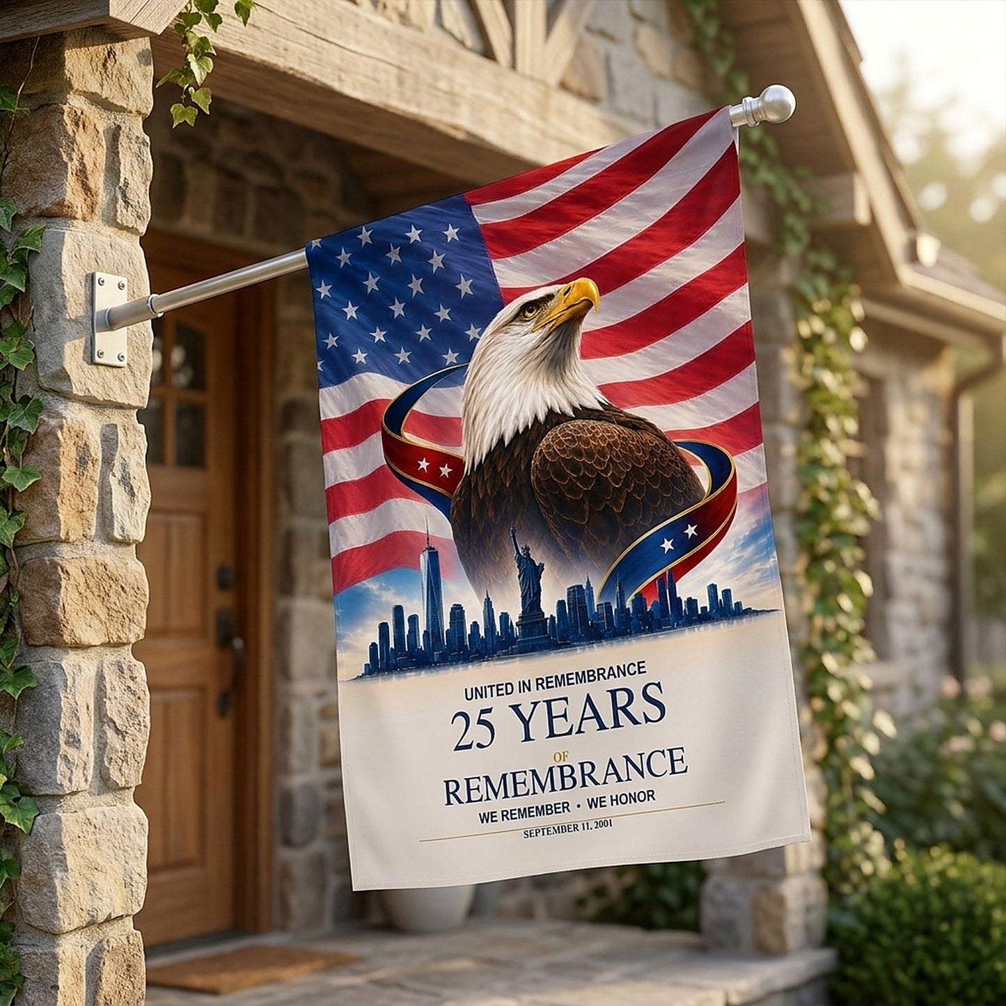 25 Years of Remembrance Flag — Patriot Day American Eagle Garden & House Banner, Double-Sided, Made in USA