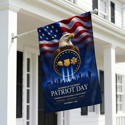 Patriot Day Flag — In Honor of the Brave, First Responder Tribute Garden & House Banner, Double-Sided, Made in USA