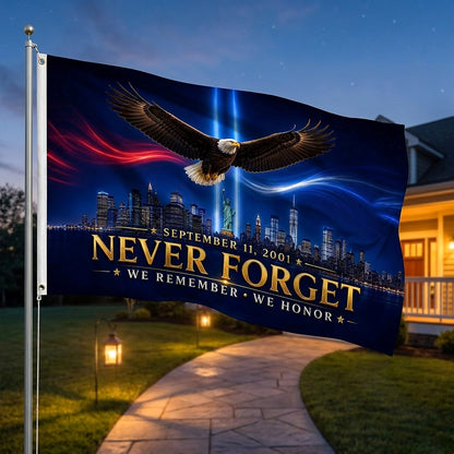 9/11 Memorial Flag 3x5 Ft — Never Forget, We Remember We Honor Tribute | Double-Sided Grommet Pole Flag
