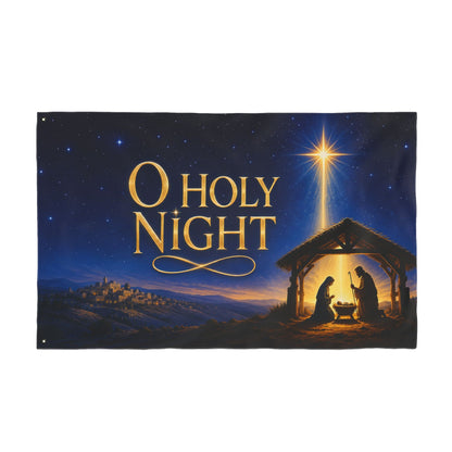 Christmas Flag 3x5 Ft — O Holy Night, Nativity Scene & Bethlehem Star | Double-Sided Grommet Pole Flag