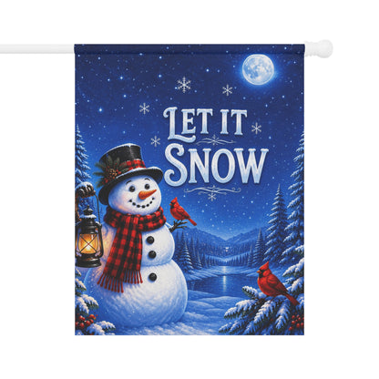 Christmas Flag — Let It Snow, Snowman & Cardinal Winter Scene | Garden & House Sizes