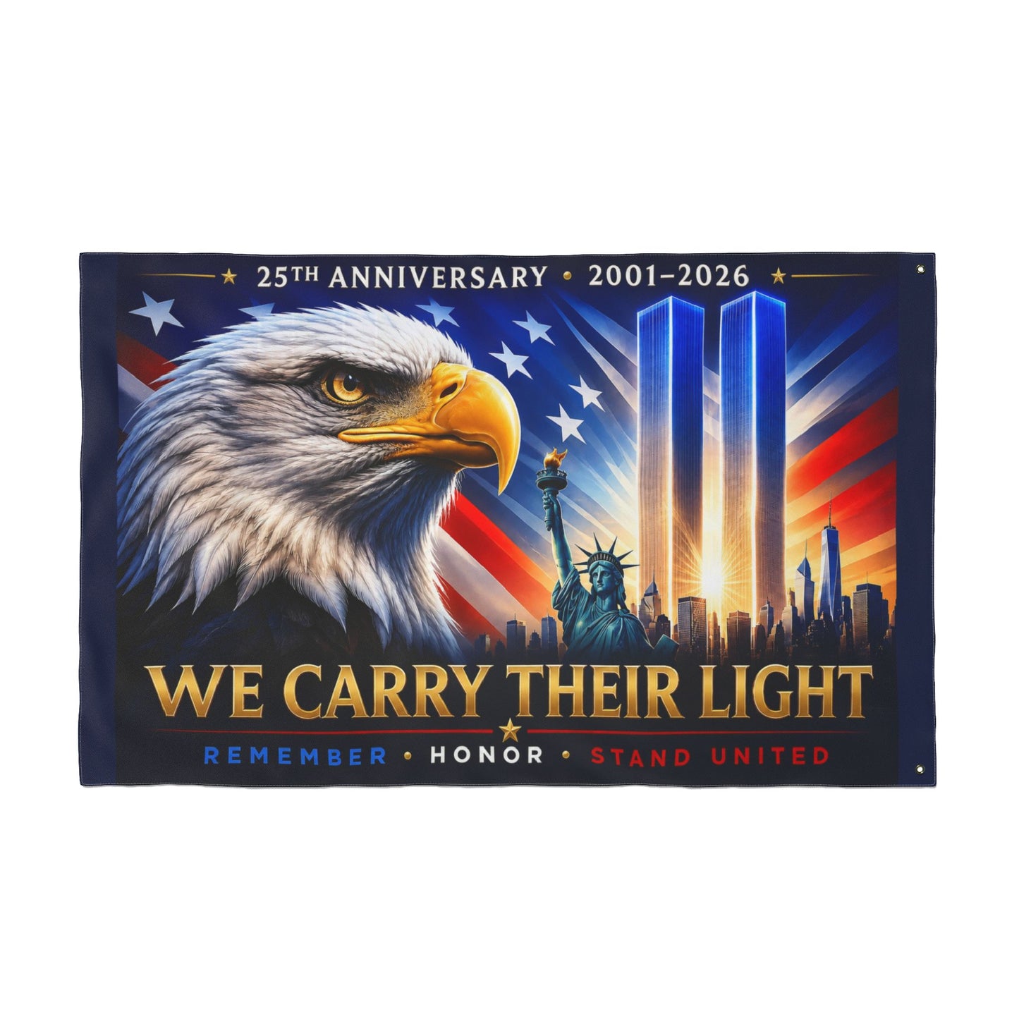 9/11 Memorial We Carry Their Light Double-Sided  36 x 60 Patriotic Flag | 25th Anniversary 2001–2026