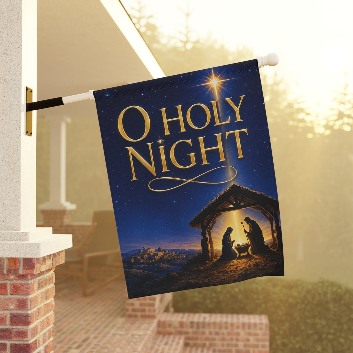 Christmas Flag — O Holy Night, Nativity Scene & Bethlehem Star | Garden & House Sizes