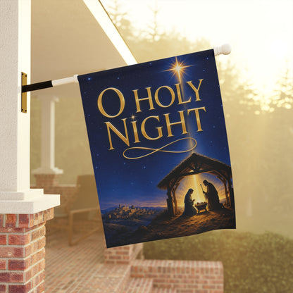 Christmas Flag — O Holy Night, Nativity Scene & Bethlehem Star | Garden & House Sizes