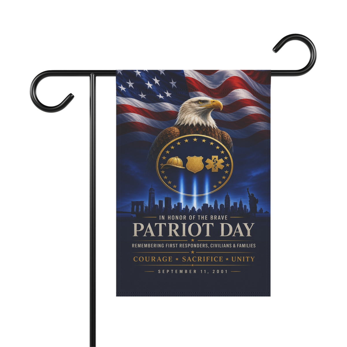 Patriot Day Flag — In Honor of the Brave, First Responder Tribute Garden & House Banner, Double-Sided, Made in USA