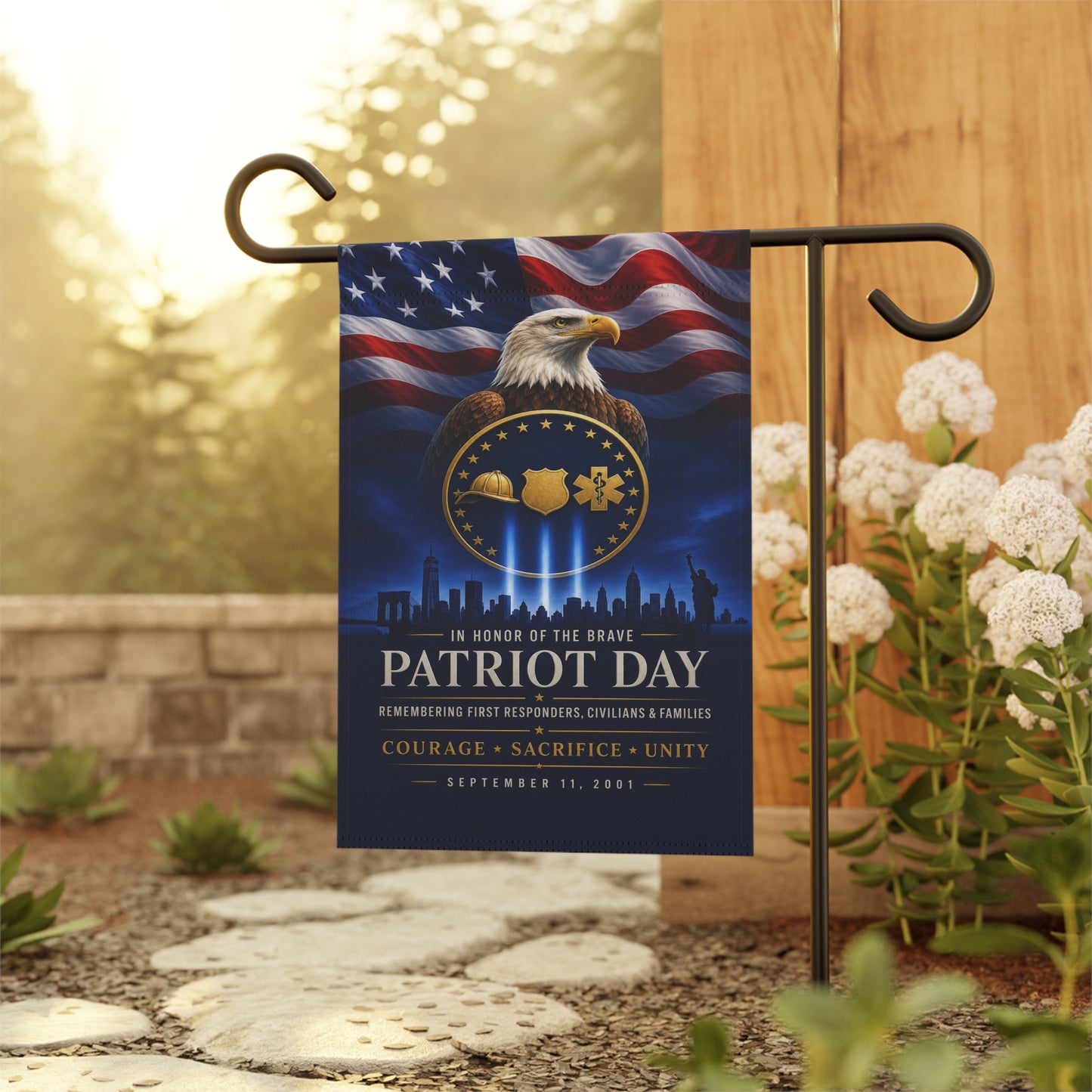 Patriot Day Flag — In Honor of the Brave, First Responder Tribute Garden & House Banner, Double-Sided, Made in USA