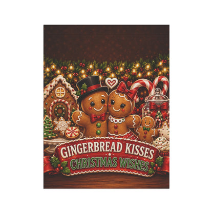 Christmas Flag — Gingerbread Kisses Christmas Wishes, Cookie & Candy Cane Decor | Garden & House Sizes