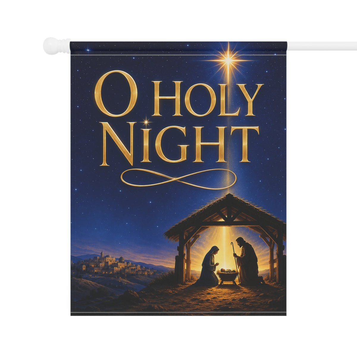 Christmas Flag — O Holy Night, Nativity Scene & Bethlehem Star | Garden & House Sizes