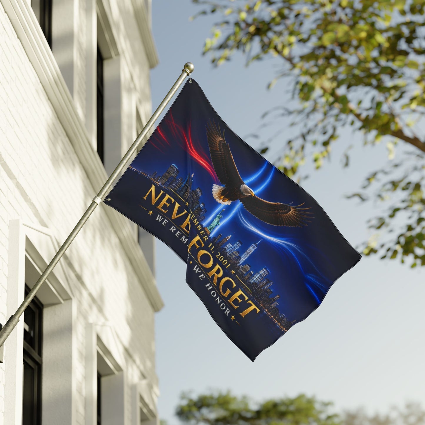 9/11 Memorial Flag 3x5 Ft — Never Forget, We Remember We Honor Tribute | Double-Sided Grommet Pole Flag