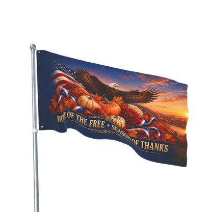 Thanksgiving Flag 3x5 Ft — Home of the Free Season of Thanks, Patriotic Eagle & Harvest Decor | Double-Sided Grommet Pole Flag