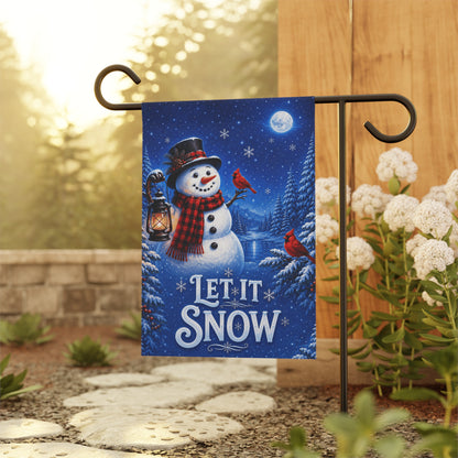 Christmas Flag — Let It Snow, Snowman & Cardinal Winter Scene | Garden & House Sizes