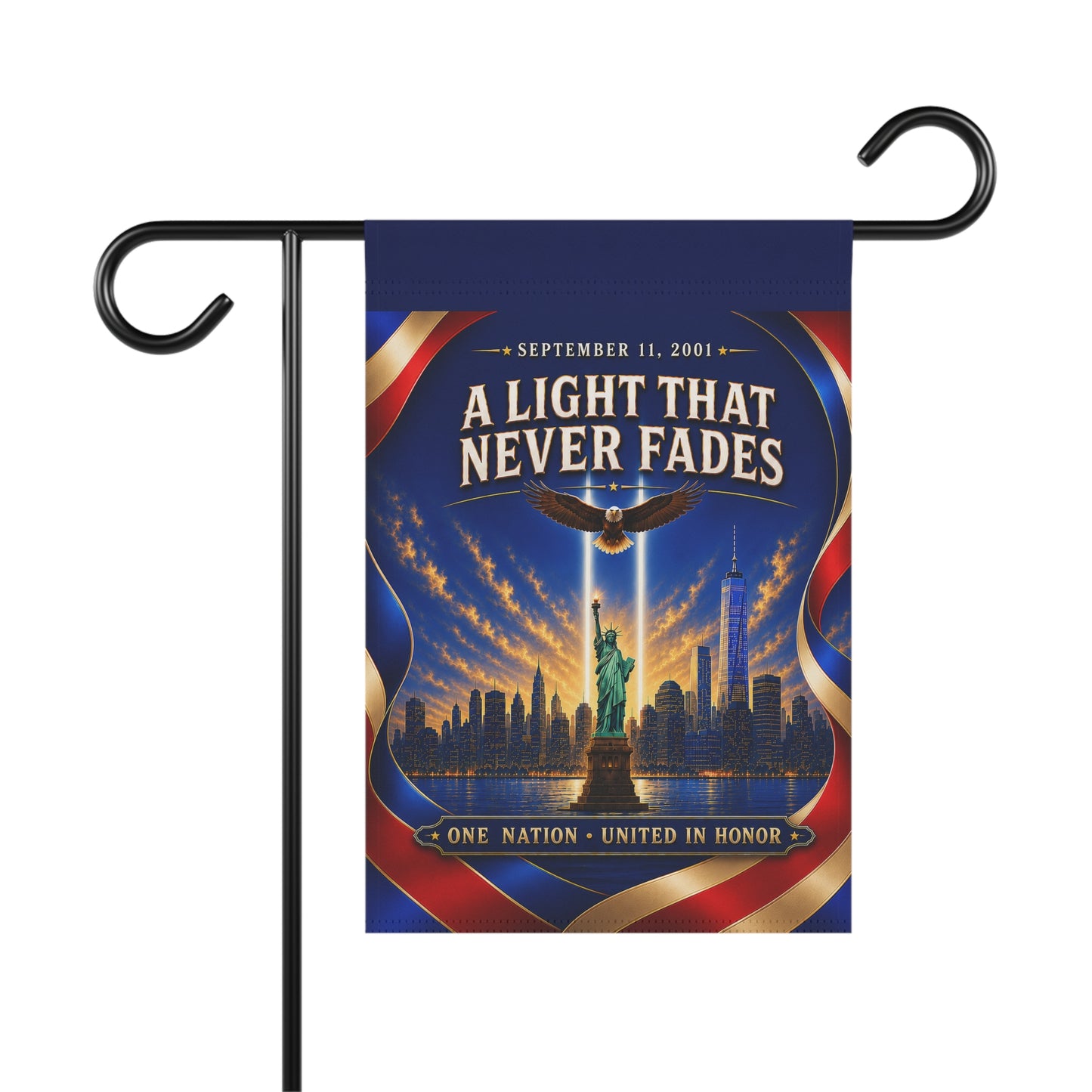 9/11 Memorial Flag — A Light That Never Fades, Patriotic Remembrance Tribute | Garden & House Sizes