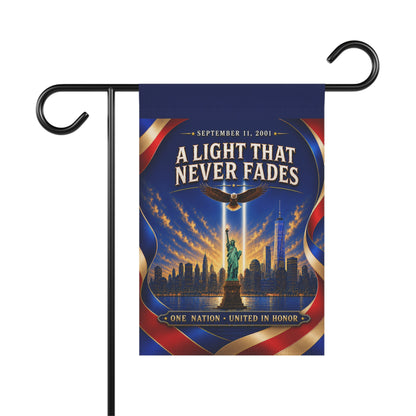 9/11 Memorial Flag — A Light That Never Fades, Patriotic Remembrance Tribute | Garden & House Sizes