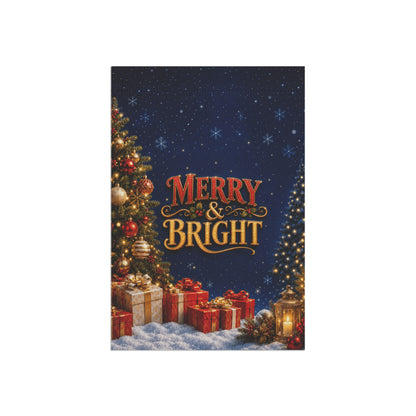 Christmas Flag — Merry & Bright, Christmas Tree & Gifts Winter Decor | Garden & House Sizes