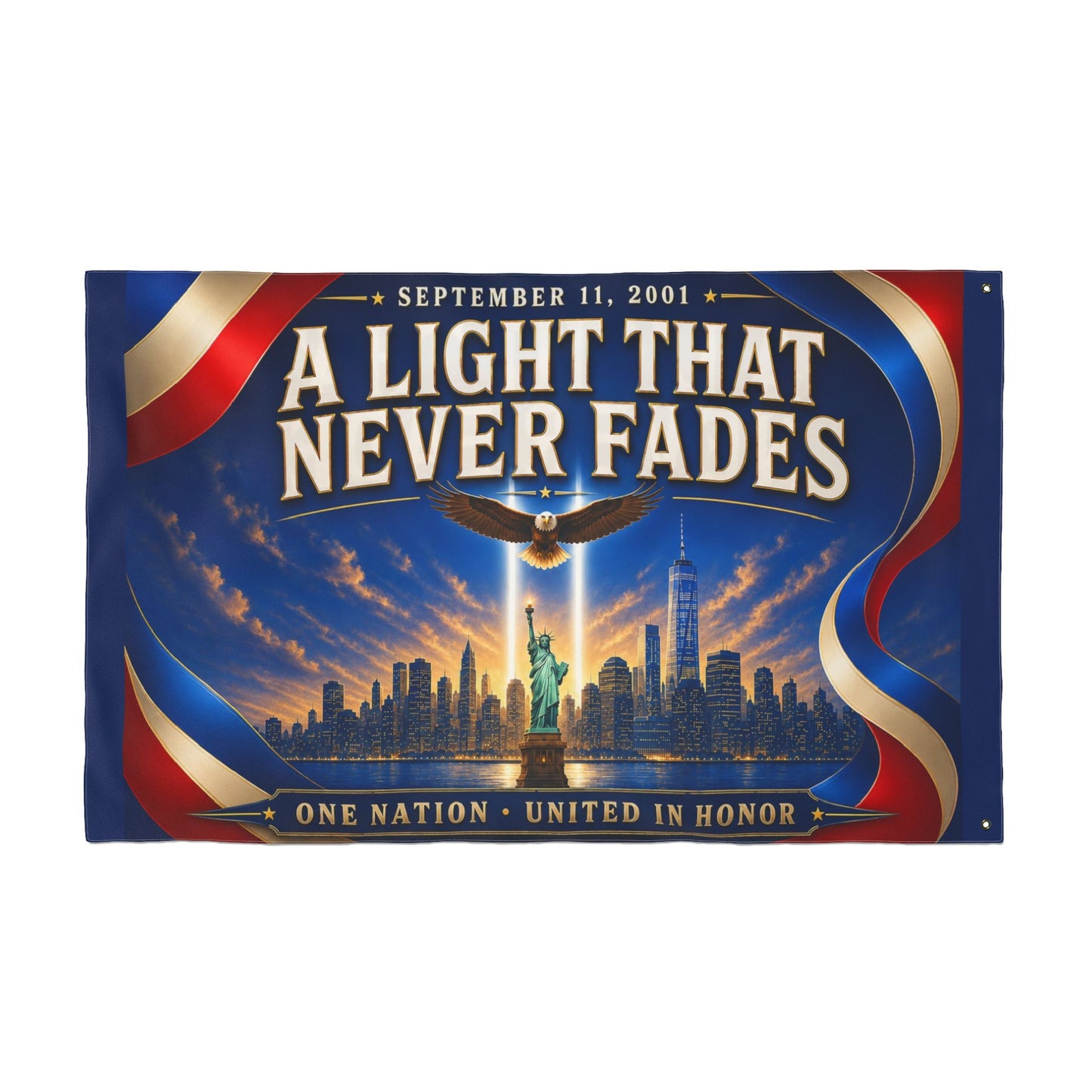 9/11 Memorial Pole Flag — A Light That Never Fades, Patriotic Remembrance Tribute, Double-Sided 36″ × 60″