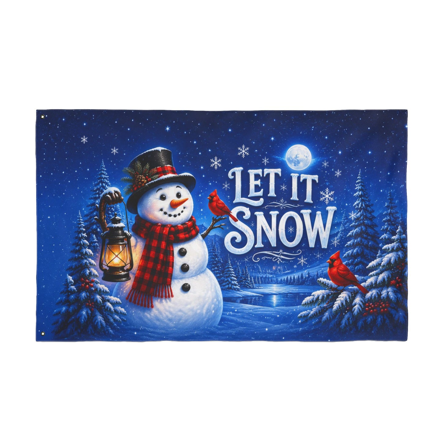 Christmas Flag 3x5 Ft — Let It Snow, Snowman & Cardinal Winter Scene | Double-Sided Grommet Pole Flag