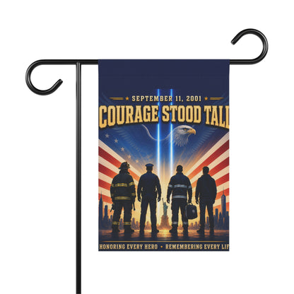9/11 Memorial Flag — Courage Stood Tall, First Responder Tribute | Garden & House Sizes